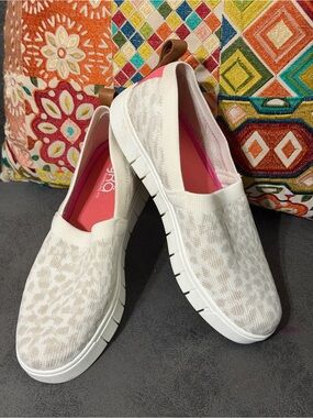 Ryka Women's White Knit Slip-On Shoes with Pink Insole